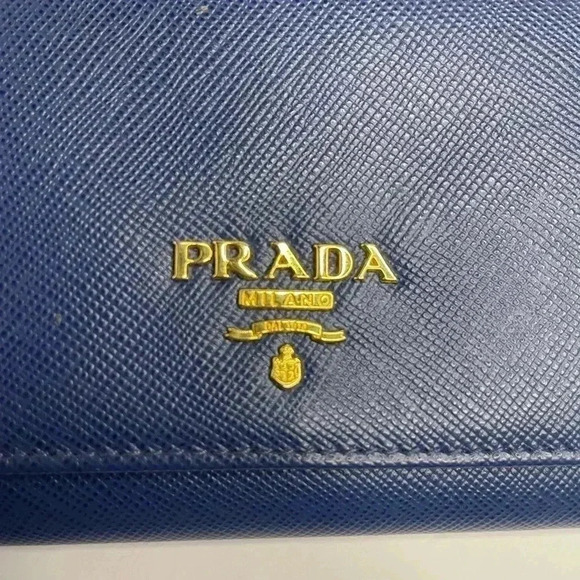 PRADA Saffiano Leather Long Wallet With Gold Hardware Blue Box included - Picture 4 of 16